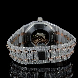 Esfera redonda de alta calidad personalizada hecha a mano de lujo Moissanite automático de dos tonos suizo ETA reloj automático Hiphop reloj - Product Image 4