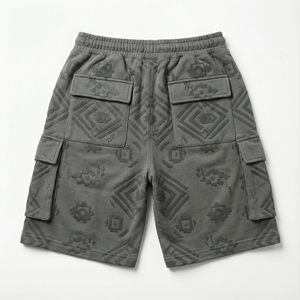 Shorts cargo Bermuda pour femme, personnalisés, grammage lourd, avec impression en relief, effet vieilli, style streetwear, en polyester/coton technique, décontractés, écologiques, séchage rapide - Product Image 2