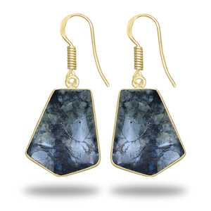 Pendientes de Larvikita Natural de Alta Calidad, Joyería Chapada en Oro para Bodas, Pendientes Colgantes de Piedras Preciosas para Mujer - Product Image 5