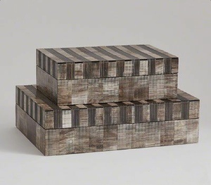 Boîte à bijoux rectangulaire faite à la main avec incrustation d'os Combinaison de bonne couleur en bois et bambou de haute qualité pour l'artisanat - Product Image 4