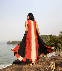 ชุดแม็กซี่เดรสยาวแขนกุดแบบขาบานสำหรับผู้หญิง,ชุดกระโปรงลำลองหลากสีพิมพ์ลายมัดย้อมสำหรับฤดูร้อน - Product Image 6