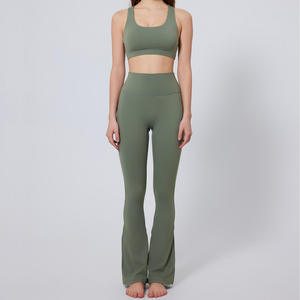 ชุดสปอร์ตบราและกางเกงทรงบานสำหรับเล่นโยคะของผู้หญิงชุดออกกำลังกายแบบ2ชิ้นเอวสูงเป็นมิตรกับสิ่งแวดล้อม - Product Image 5