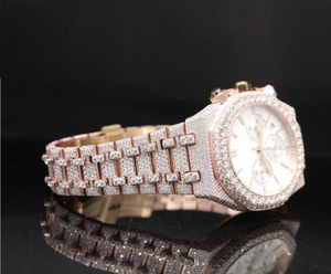 Lujoso reloj de pulsera de acero inoxidable para hombre, esfera de diseño personalizado, analógico, mecánico, estilo Hip Hop, goteo, Diamante cultivado Leb - Product Image 5