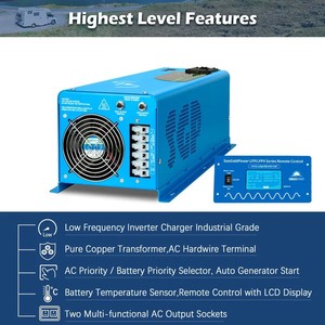 Convertisseur d'énergie à onde sinusoïdale pure 6000W 24V avec télécommande LCD, monophasé DC/AC pour appareils électroménagers - Product Image 2