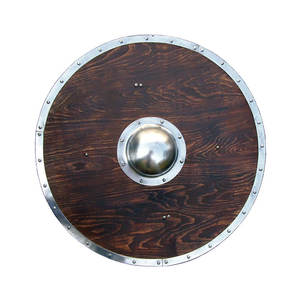 Bouclier Viking en Acier Damas Fait Main, Personnalisable OEM, Lame en Acier à Haute Teneur en Carbone, Manche en Cuir, Autodéfense, Style Historique - Product Image 1