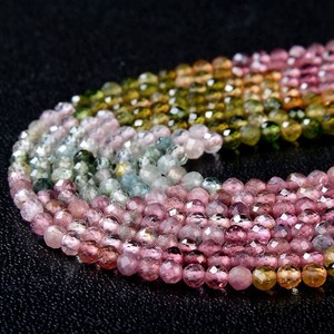Perles de pierres précieuses en tourmaline naturelle multicolores de qualité AA, 4 mm, micro-facettées, en vrac, brin complet de 15,5 pouces, Mehrajudin Gems, modèle 005 - Product Image 1