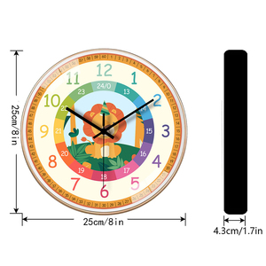 Modern 8\" <b>Silent</b> Analog Decorative Wall <b>Clock</b> Single Face with Fun Scenic & Plant Pattern Plastic Resin Material Quartz Motive - Product Image 4