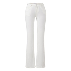 (Pantalones vaqueros de cintura baja con amplio refuerzo en la entrepierna) Pantalones vaqueros micro acampanados de cintura baja para mujer, versátiles, lavados y ligeramente elásticos. - Product Image 5