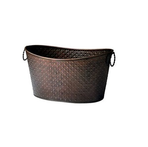 Bronze Finish Embossed Stainless Steel Storage Tub Durable Modern Luxury Oval Galvanized Wine Cooler Drinkware Accessories - Product Image 2