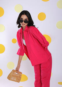 เสื้อเชิ้ตทำงานสีพื้นผ้าลินินธรรมชาติสีชมพูขายดีเสื้อถังพิมพ์ลายดิจิตอลสไตล์ลำลองตะวันตกตกแต่งแบบมีกระดุม - Product Image 3