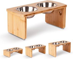 Meilleur bol pour animaux de compagnie en bois massif naturel avec insert en acier inoxydable, bol d'alimentation écologique pour chiens et chats, pour un usage domestique et commercial - Product Image 1