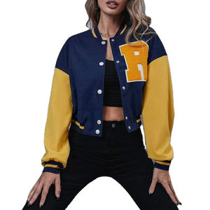 Nouvelle arrivée veste universitaire courte à épaules tombantes pour femmes veste Letterman personnalisée de haute qualité MEGA respirant imprimé - Product Image 1
