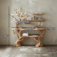 Table Console Luxe Moderne en Bois Massif avec Bibliothèque Arbre pour Salon, Villa et Salle à Manger