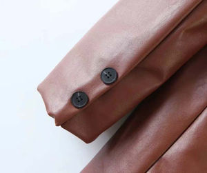 Blazer d'hiver pour femme en cuir d'agneau véritable teint, à double boutonnage, coupe-vent, respirant, logo personnalisable, service OEM, extérieur - Product Image 6