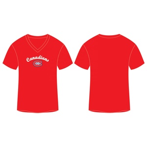 T-shirt col en V à manches courtes unisexe en polyester/coton - Product Image 1