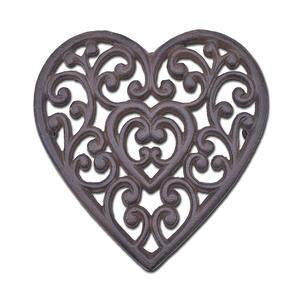Decorative Cast Iron <b>Trivet</b> for Kitchen or Dining Table Square with Vintage Pattern Metal Vintage Rustic Design - Product Image 1
