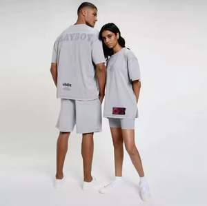 เสื้อยืดคอกลมผ้าคอตตอนสำหรับออกกำลังกายของผู้ชายระบายอากาศได้ดีสีพื้นทรงหลวมไซส์ใหญ่พิเศษและแบบรัดรูป - Product Image 3