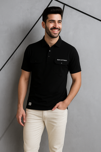 Getzo พรีเมี่ยมสำหรับผู้ชายเสื้อยืดกระเป๋าสองข้างอินเทรนด์ลำลองสมาร์ทสไตล์ลำลองสีทึบพิมพ์ลาย 'แตกต่างกัน' - Product Image 3