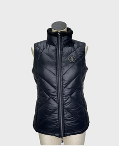 Women's Quilted Padding Vest Black Slim Fit with Stand Collar Zipper Closure Waterproof and Windproof Short Outer Wear