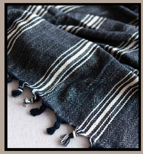 Navy Blue <b>White</b> Striped 100 Percent Natural Cotton <b>Bed</b> <b>Cover</b> Woven Pike 130x180 cm 52x71 inches - Product Image 4