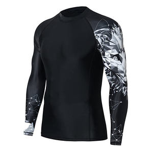 Custom Printed Breathable Full Sleeve MMA <b>Rashguard</b> Men OEM Heat-Transfer Printed Anti-UV Protection Made 100% Polyester - Product Image 1