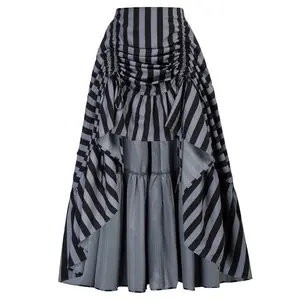 OEM Women Renaissance High-Low Elastic Tiered A-Line Gothic High Waist Zebra Print Skirt