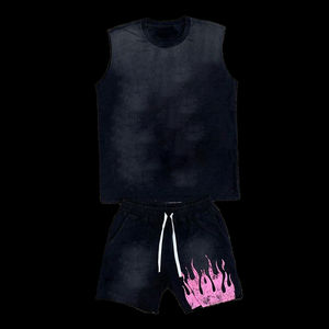 Conjunto de Sudadera con capucha y cremallera corta para hombre con logotipo personalizado, ropa de entrenamiento de nailon a prueba de viento, chándales de algodón 100% bordados Vintage - Product Image 3