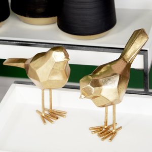 2 <b>Gold</b> Color Electroplated Bird Design <b>Sculpture</b> Tabletop Artistic Handmade Decorative Accent Home Decor Wholesale Prizes - Product Image 1