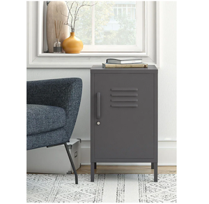 Taquilla de metal de gran capacidad de latón AK/mesa auxiliar con asa en color gris acabado para muebles de oficina y hogar - Product Image 1