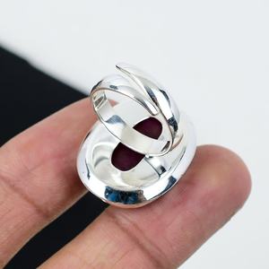 Kashmir Ruby Gemstone Ring 925 Sterling <b>Silver</b> Handmade Oval Rhodium Plated All Sizes Available Gift for Women - Product Image 2