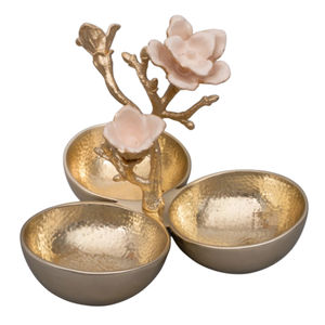 Cuenco estándar para servir frutas secas de acero inoxidable martillado con soporte de metal dorado para fiesta Catering festivo - Product Image 6