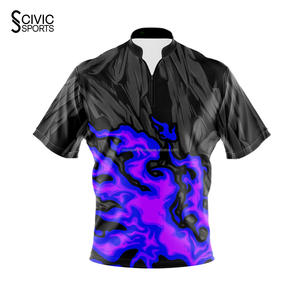 Retro <b>Bowling</b> Quarter Zip Jersey for Men Printed Sportswear With Short Sleeve for Adults - Product Image 1