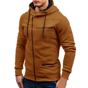 Sweat-shirts d'hiver pour hommes en gros, 100 % coton, respirants, anti-humidité, en polaire, entièrement zippés, brodés, teints unis - Product Image 2