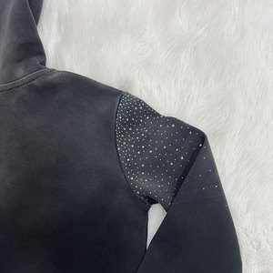 Personalizado strass serigrafía logotipo francés Terry de gran tamaño de algodón pesado lavado ácido Sun Faded hombres sudaderas con capucha Vintage chándal - Product Image 4