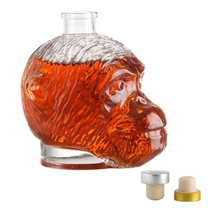 APE đầu hình Chai Thủy Tinh Khỉ đầu Decanter 500ml 750ml Rỗng chai rượu - Product Image 1