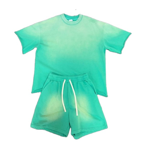 Ensemble 2 pièces en coton respirant à la mode pour hommes, t-shirt décontracté et short de survêtement court - Product Image 1
