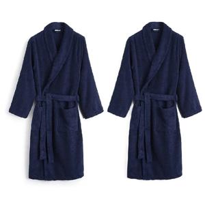 Albornoces de algodón 100% de lujo OEM, batas de manga corta con cremallera de tiro alto tejidas de 780 gramos de secado rápido, colores sólidos para invierno - Product Image 1