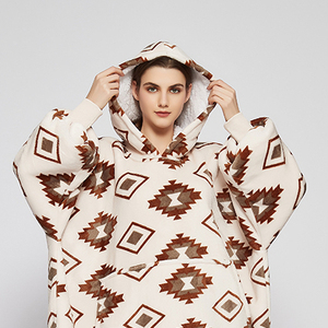 Sudadera con Capucha Tipo Manta para Invierno, Cálida, para Exteriores, con Bolsillos, Tejida, Forrada, Lisa, al por Mayor - Product Image 3