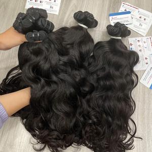 REAL LUXURY Vietnamese Raw <b>Hair</b> Extension Wavy Texture Machine Double Weft <b>Hair</b> Natural Black <b>Color</b> Ready To Ship - Product Image 5
