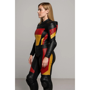 Ensemble veste et pantalon de motocross en cuir pour femme, coupe-vent, taille XXL - Product Image 2