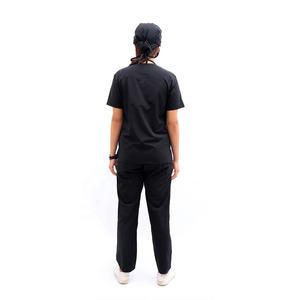 ชุดพยาบาลสำหรับผู้หญิงแขนสั้นสีดำดีไซน์อินเทรนด์ชุดพยาบาลสำหรับใส่ในคลินิกทางการแพทย์แบบปรับแต่งได้ - Product Image 3