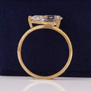 Bague incurvée en diamant de laboratoire taille brillant de 2,50 carats, certifiée IGI, or jaune 14 carats - Product Image 5