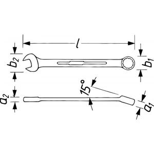 Llave Combinada Hazet de 12 Puntas, Larga y Delgada, con Perfil de Tracción Exterior - Product Image 2