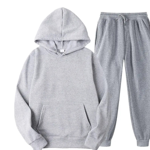 100% coton hiver survêtement survêtement pantalons de survêtement à capuche ensemble Logo personnalisé unisexe polaire survêtement plaine sport - Product Image 4