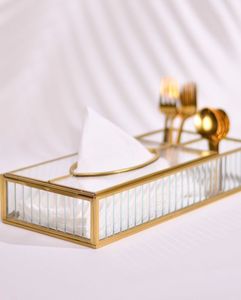 Support mural en verre nervuré en laiton pour serviettes, accessoires de décoration de mariage modernes et luxueux pour la maison - Product Image 5
