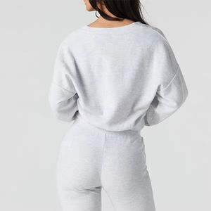 Sudaderas de Mujer al por Mayor, 100% Algodón, Estilo Terry, Lavado Ácido, Cuello en V, Logotipo Personalizado, Cuello Redondo, Sudadera Bordada - Product Image 6