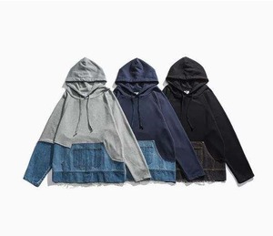 Sudadera con Capucha para Hombre, Estilo Urbano, Invierno, Lisa, 100% Algodón, Felpa, Manga Larga, Holgada, Hombros Caídos, Modelo RRI-MH-26 - Product Image 2