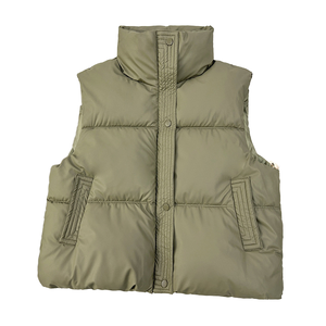Chaleco Acolchado Estilo Urbano para Mujer, Ecológico, Transpirable, Vintage, Holgado, Grueso, Corto, Retro, de Invierno, de Poliéster - Product Image 1