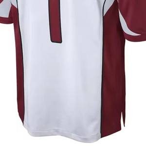 Custom White <b>Maroon</b> Football Jersey with Black Number 1 V Neck Short Sleeve Breathable Mesh Anti-Bacterial Custom Logo Teamwear - Product Image 6