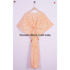 100% Cotton Floral <b>Kaftan</b> <b>Dress</b> for Women Lounge-Wear Casual <b>Style</b> for Spring Weddings and Parties Bridesmaids - Product Image 5